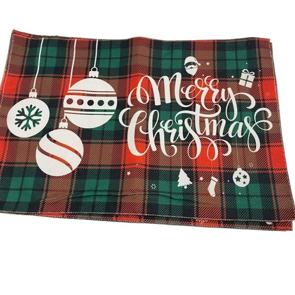 Unbranded Red‎ & Green Plaid Christmas Placemats - 6 Count